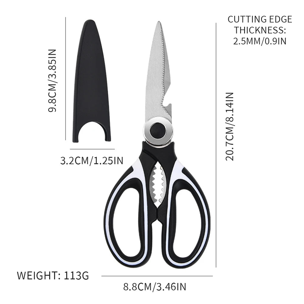 Kitchen Scissors Stainless Steel Multifunctional Household Scissors Shear Bone Scissors Chicken Wings Fish Chopper Bottle Opener