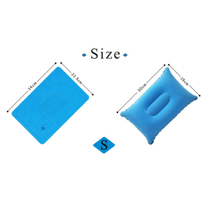 Inflatable Air Pillow Bed Sleeping Camping Pillow PVC Nylon Neck Support Backrest Pillow for Travel Plane Car Folding Pillow