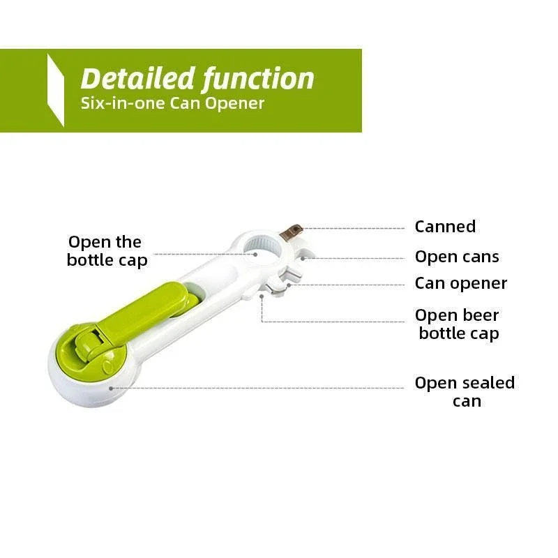 WALFOS 6 Ways Universal Can Opener For Opening Jar Can Bottle Wine Kitchen Multi Purpose All Size in One Tool 1 Piece