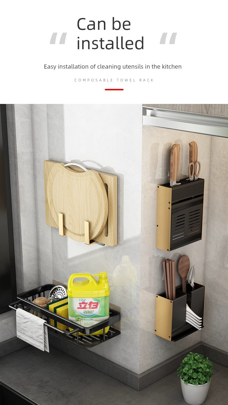 Punch-Free Storage Rack Wall-Mounted Tool Kitchen