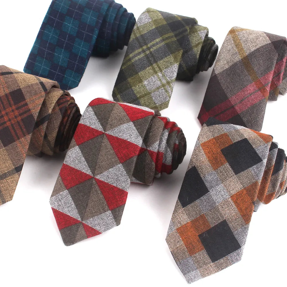 New Cotton Ties Casual Skinny Necktie For Party Boys Girls Plaid Neck Tie Wedding Necktie For Groom Neck Wear For Men Gravata