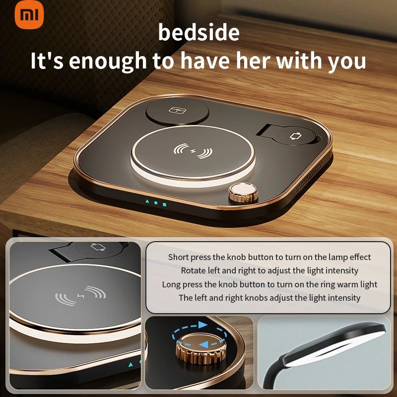 New Xiaomi Mijia All in One 15W Super Fast Wireless Charger Adjustable Lamp For Apple iWatch Airpods Huawei Samsung iPhone