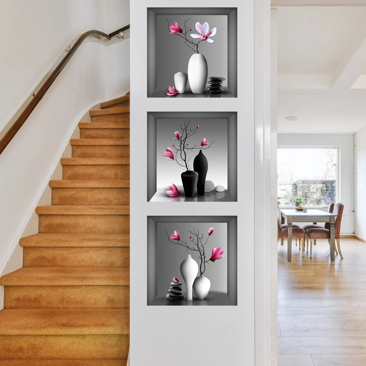 Wall Art Stickers Simulate 3D Three-dimensional Potted Green Plants Flowers Home Decorations Pegatinas De Pared Anime Wallpapers