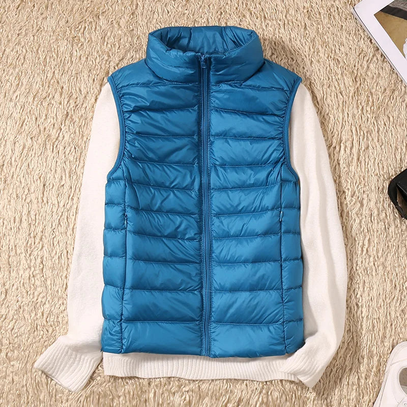 New Women Sleeveless Women Slim Ultra Light Down Jacket Girl Portable Lightweight Vests Windproof Warm Waistcoat