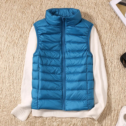 New Women Sleeveless Women Slim Ultra Light Down Jacket Girl Portable Lightweight Vests Windproof Warm Waistcoat