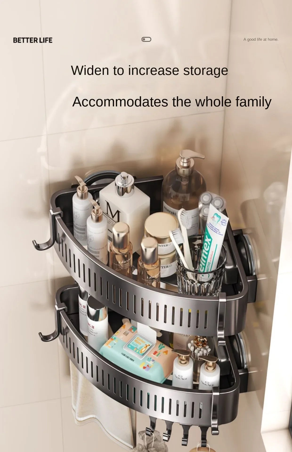 Vacuum Suction Cup Bathroom Shelf Wall Mounted Thickened Aluminum Bathroom Shelves No Drilling Shower Organizer Bathroom Storage