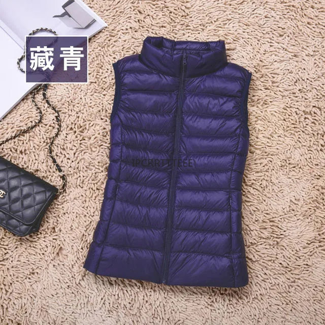 New Women Sleeveless Women Slim Ultra Light Down Jacket Girl Portable Lightweight Vests Windproof Warm Waistcoat