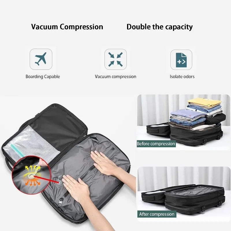 Multifunctional Air Bag Backpack for Men Large Capacity Vacuum Storage Business Travel Bag Oxford Cloth Waterproof Backpack