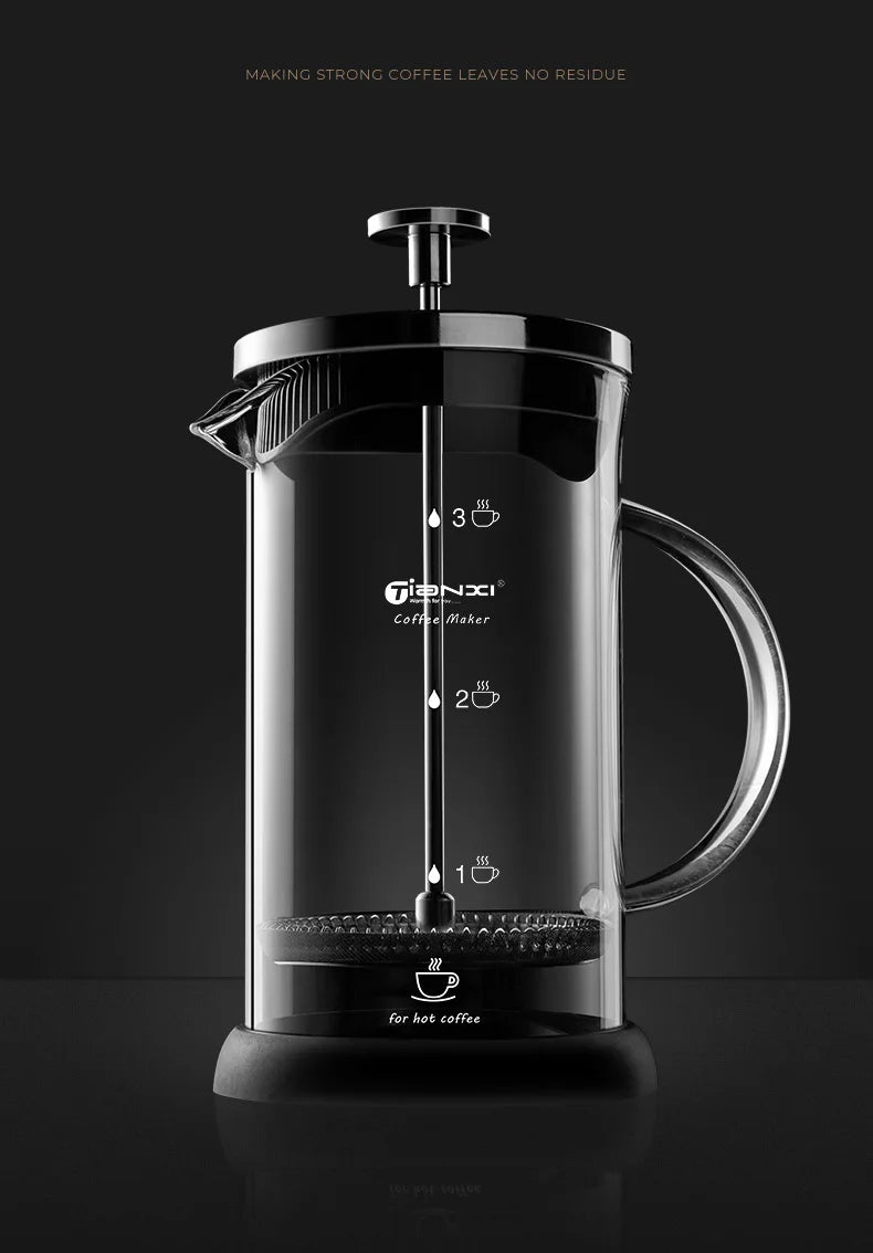 GIANXI French Press Pot Household Hand Made Coffee Powder Filter Coffee Pot Glass Heat Resistant Coffee Maker With Filter