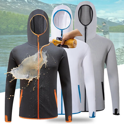 Eisseide Wasserabweisende Angel-Männerkleidung Tech Hydrophobe Kleidung Markenauflistung Kleidung Outdoor-Camping-Kapuzenjacken