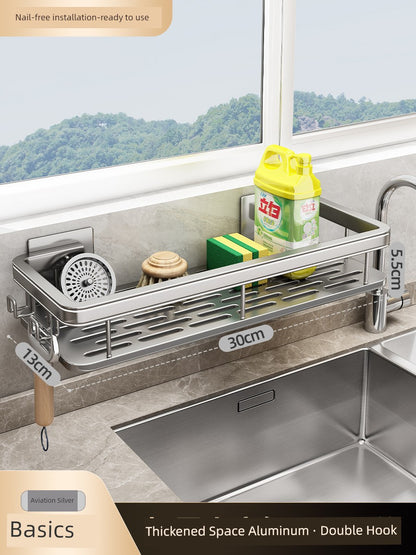 Punch-Free Storage Rack Wall-Mounted Tool Kitchen