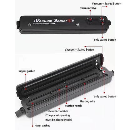 Scelleuse sous vide domestique pour aliments, Machine d'emballage alimentaire, scelleuse sous Film, avec 10 sacs sous vide, outil de cuisine, 220V/110V