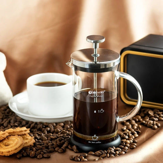 GIANXI French Press Pot Household Hand Made Coffee Powder Filter Coffee Pot Glass Heat Resistant Coffee Maker With Filter