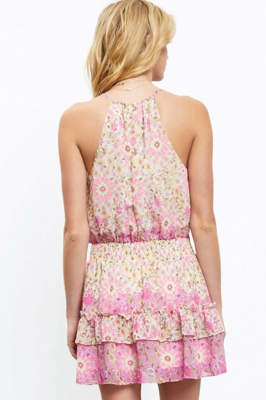 Wester Boho flower Print Ruffled Romper Dress