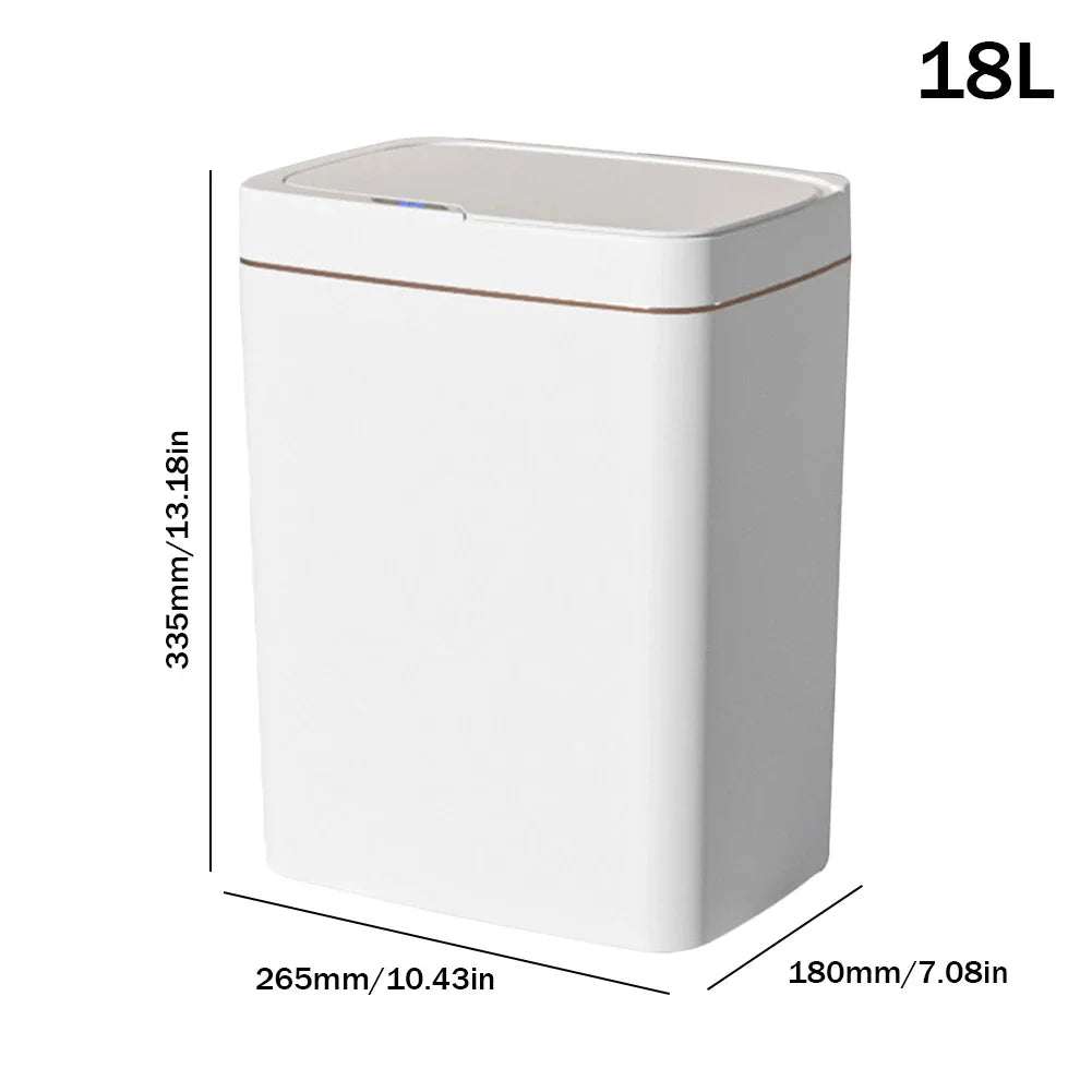 15/18L Smart Sensor Trash Can Waterproof Intelligent Touchless Trash Can Quiet Auto Motion Sensor Rubbish for Kitchen Bathroom