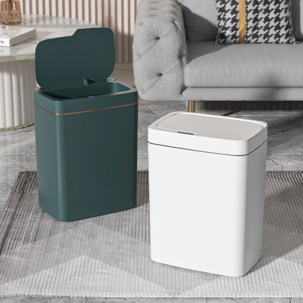 15/18L Smart Sensor Trash Can Waterproof Intelligent Touchless Trash Can Quiet Auto Motion Sensor Rubbish for Kitchen Bathroom