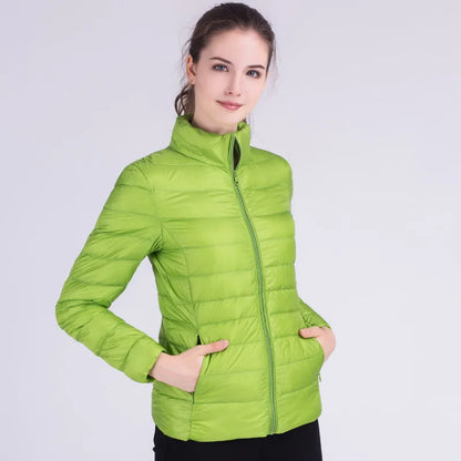 New Autumn Winter Women Ultra Light White Duck Down Jackets Candy Color Slim Short Design Warm Down Coats