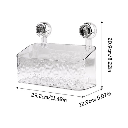 Suction Cup Storage Rack Rectangle Organizer Shelf No Drilling Bathroom Shower Organizer Holder For Countertop Kitchen Bathroom