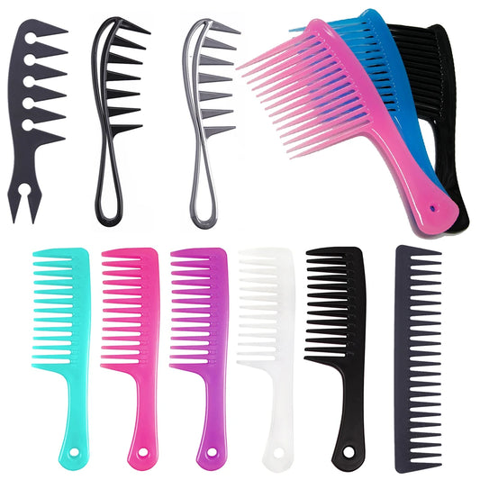 Wide Tooth Brush For Curly Hair Anti-Static Carbon Fiber Comb Professional Heat Resistance Durable Barber Hair Styling Tool