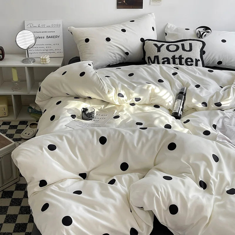 Simple Style Bed Linen Set Skin-friendly Bedsheet Set Pillowcase  Brushed Bedclothes Single/Full/Queen/King Size Bedding Set