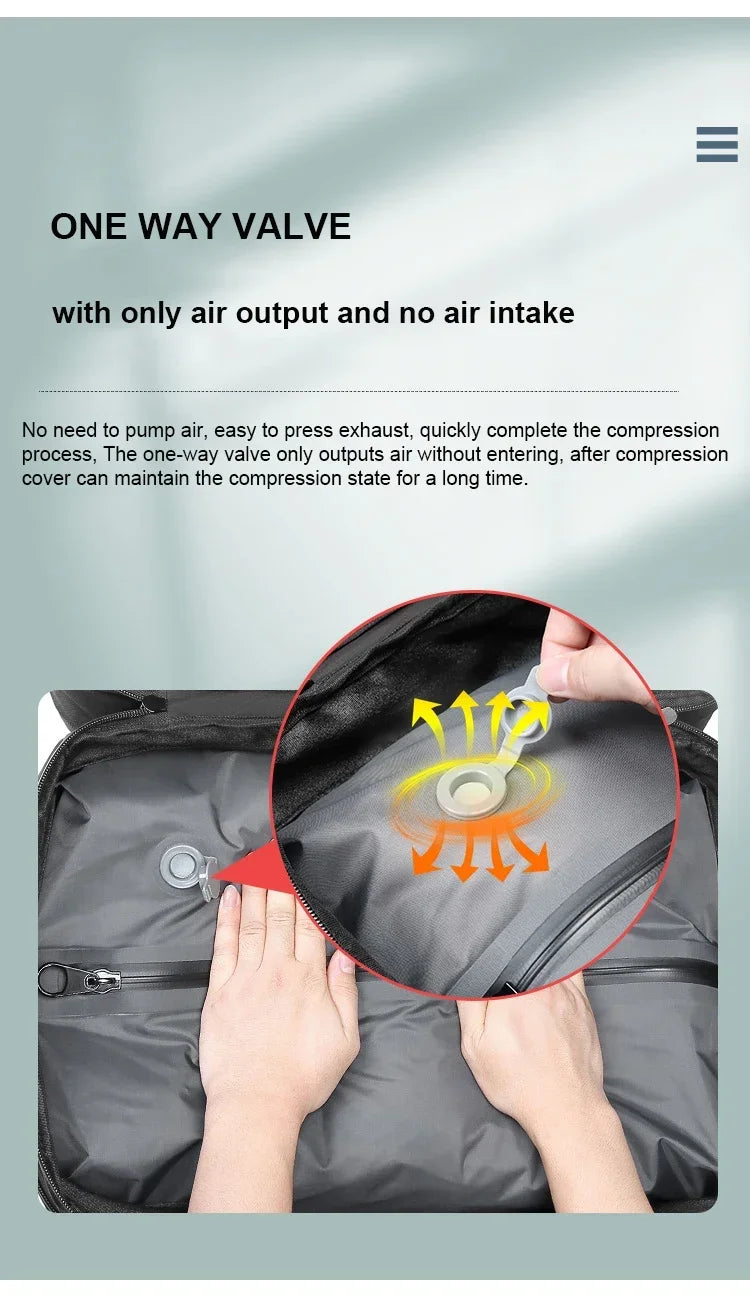 Expandable Airbag Backpack for Men 16 Inch Waterproof Laptop Business Bag Vacuum Compression Storage Travel Backpack Luggage Bag