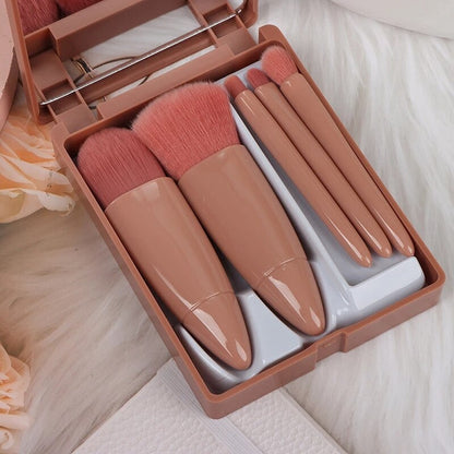 Makeup Brushes Set With Mirror Box Blush Lip Eye Shadow Brush Professional Cosmetic Brushes Kit Portable Travel Mini Beauty Tool