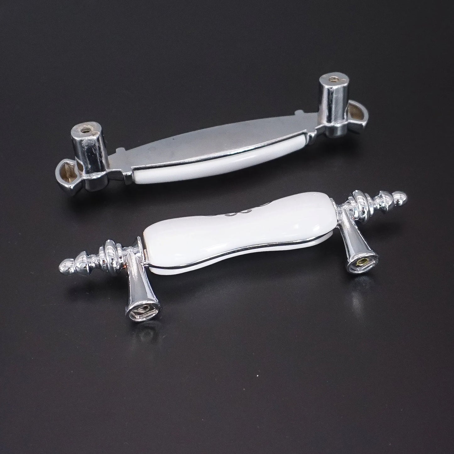 MFYS Ceramic Handles for Furniture White Silver Cabinet Drawer Handle Modern Wardrobe Pulls Kitchen Cupboard Door Knobs Hardware