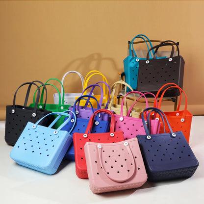 Large Boggs Beach Bag Summer EVA Beach Basket Women Picnic Tote Bag Holes Waterproof Handbag Pouch Shopping Shoulder Bag