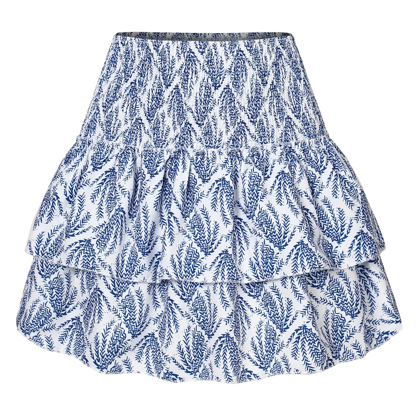 Women Boho Skirt High Waist Draped Ladies A-Line Short Skirt Layer Ruffles Floral Print Summer Skirt Clothing Faldas