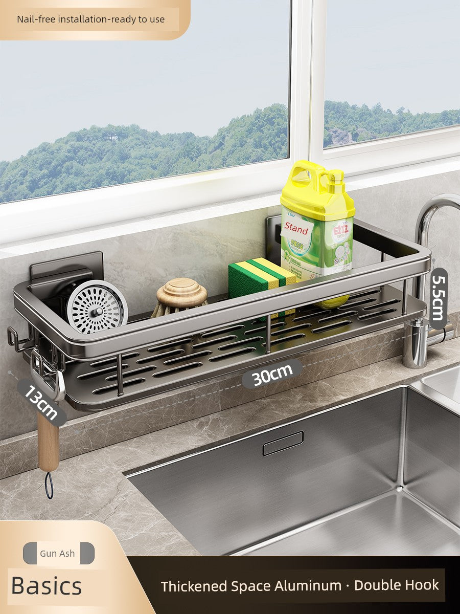 Punch-Free Storage Rack Wall-Mounted Tool Kitchen