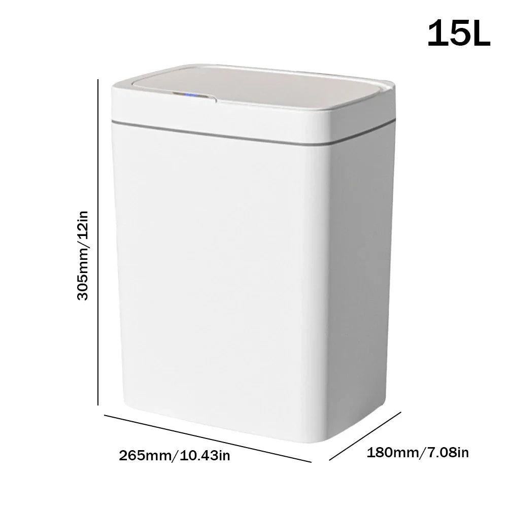 15/18L Smart Sensor Trash Can Waterproof Intelligent Touchless Trash Can Quiet Auto Motion Sensor Rubbish for Kitchen Bathroom