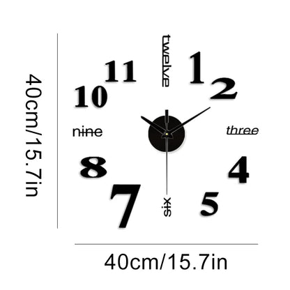 Large Wall Clock Quartz 3D DIY Big Watch Decorative Kitchen Clocks Acrylic Mirror Sticker Oversize Wall Clocks Home Letter Decor