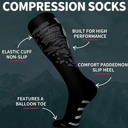 1 Pair Compression Sports Socks for Women and Men - Calf Support Socks for Running Nurses Flight Pregnancy Circulation Athletic