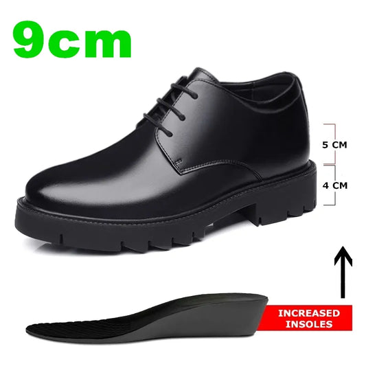 New Men Platform High Heel 4/7/9 CM Height Growth Formal Men Derby Genuine Leather Business Shoe Man Oxford Elevator Dress Shoes