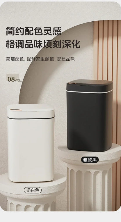 16L Smart Trash Can Automatic Sensor Trash Can Indoor Bathroom Crack Trash Can High Looking Anti-odor Household Products