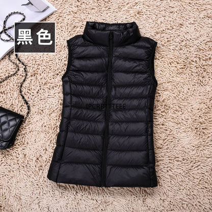 New Women Sleeveless Women Slim Ultra Light Down Jacket Girl Portable Lightweight Vests Windproof Warm Waistcoat