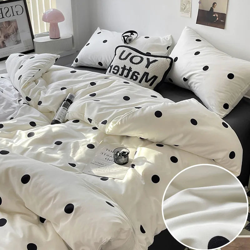 Simple Style Bed Linen Set Skin-friendly Bedsheet Set Pillowcase  Brushed Bedclothes Single/Full/Queen/King Size Bedding Set