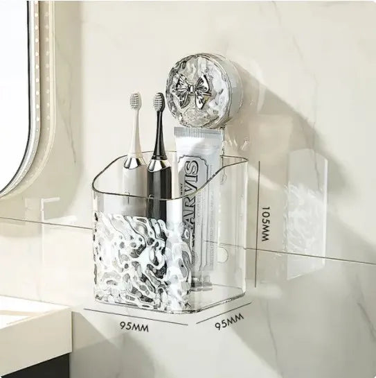 Light Luxury Style Glacier Pattern Suction Cup Shelf Punch-Free Wall Mounted Storage Rack Draining Basket Holder for Bathroom