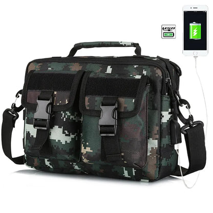 Sac à bandoulière tactique militaire avec chargeur USB, sac à bandoulière pour Camping en plein air randonnée, sac à main militaire, sacoche de pêche camouflage