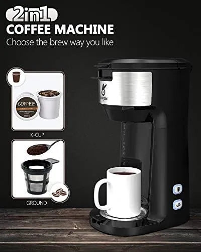 Servierkaffeemaschine, kompatibel mit K-Cup-Pads und gemahlenem Kaffee, Thermo-Tropf-Instantkaffeemaschine mit Selbstreinigungsfunktion