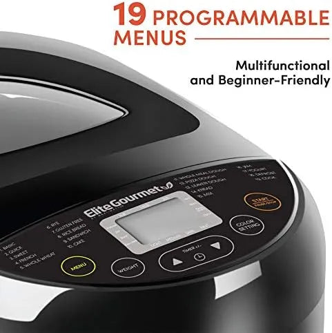 Free shipping Gourmet EBM8103B Programmable Bread Maker Machine 3 Loaf Sizes, 19 Menu Functions Gluten Free White Wheat Rye Fren