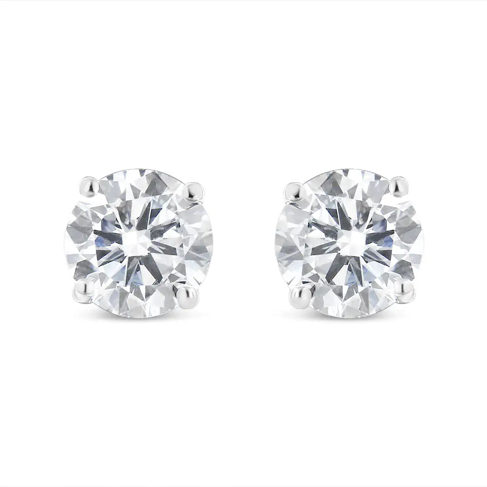 IGI Certified 14K White Gold 1 1/2 Cttw Lab Grown Diamond Solitaire Stud Earrings with Screwbacks (H-I Color, VS1-VS2 Clarity)