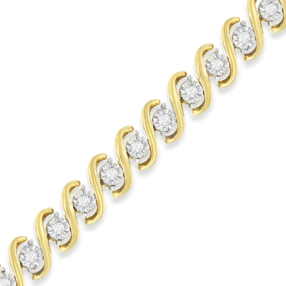 Yellow Plated Sterling Silver Round-Cut Diamond Bracelet (0.5 cttw, H-I Color, I2-I3 Clarity)