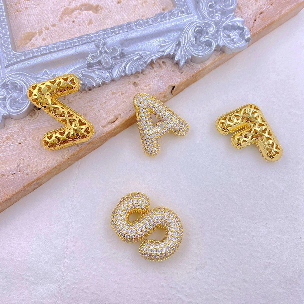 Gold-Plated Inlaid Zircon Letter Necklace