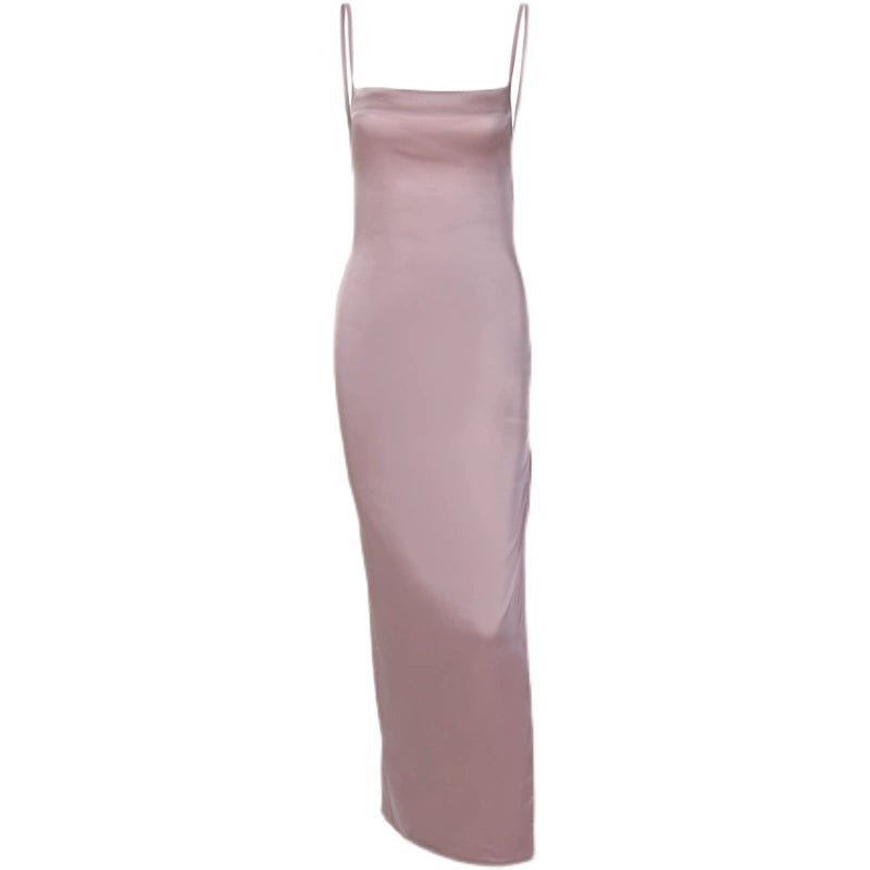 Ahagaga Slip Dress Sexy Big Backless Satin - Jaazi Intl