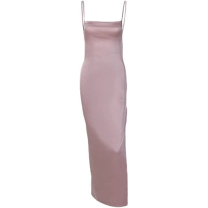 Ahagaga Slip Dress Sexy Big Backless Satin - Jaazi Intl