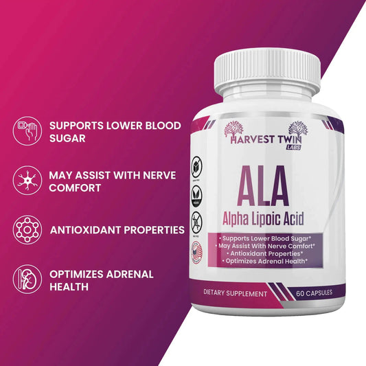 ALA Alpha Lipoic Acid - Maintains Healthy Blood Sugar & Boosts Energy - Jaazi Intl