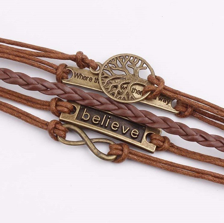 Alloy PU Leather Rope Bracelet - Jaazi Intl