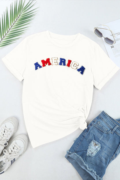 AMERICA Round Neck Short Sleeve T - Shirt - Jaazi Intl