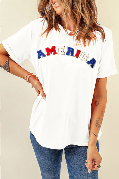 AMERICA Round Neck Short Sleeve T - Shirt - Jaazi Intl